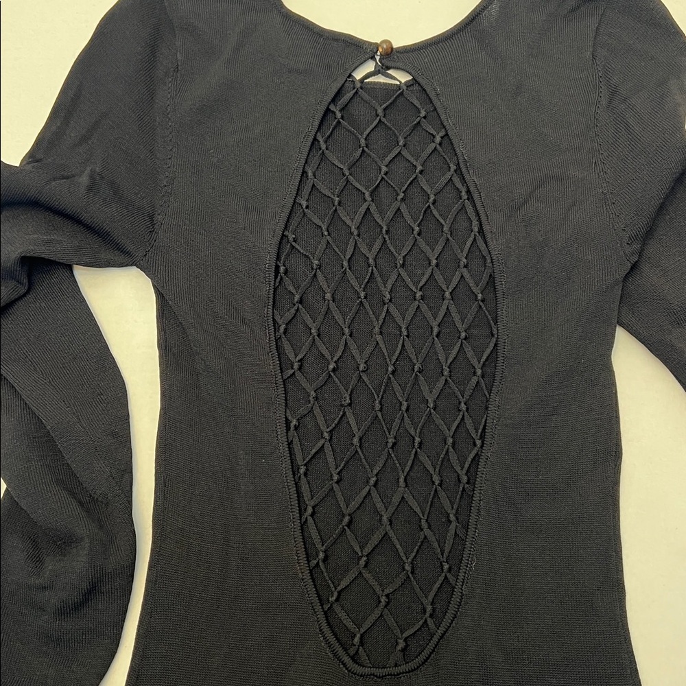 STAUD SUZEL BLACK KNIT LONG SLEEVE MAXI DRESS SMALL - Picture 2 of 14